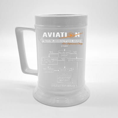 Airplane Pilot Funny Pilot Troubleshooting Guide Tee Beer Stein