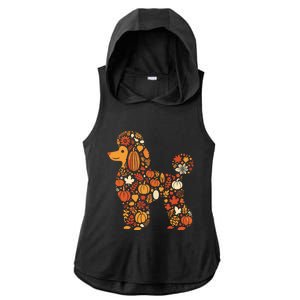 Autumn Pumpkin Fall Poodle Thanksgiving Dog Gift Ladies PosiCharge Tri-Blend Wicking Draft Hoodie Tank