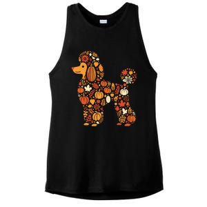 Autumn Pumpkin Fall Poodle Thanksgiving Dog Gift Ladies PosiCharge Tri-Blend Wicking Tank