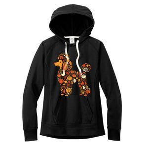 Autumn Pumpkin Fall Poodle Thanksgiving Dog Gift Women's Fleece Hoodie