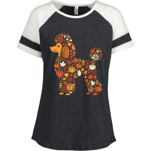 Autumn Pumpkin Fall Poodle Thanksgiving Dog Gift Enza Ladies Jersey Colorblock Tee