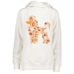 Autumn Pumpkin Fall Poodle Thanksgiving Dog Gift Womens Funnel Neck Pullover Hood