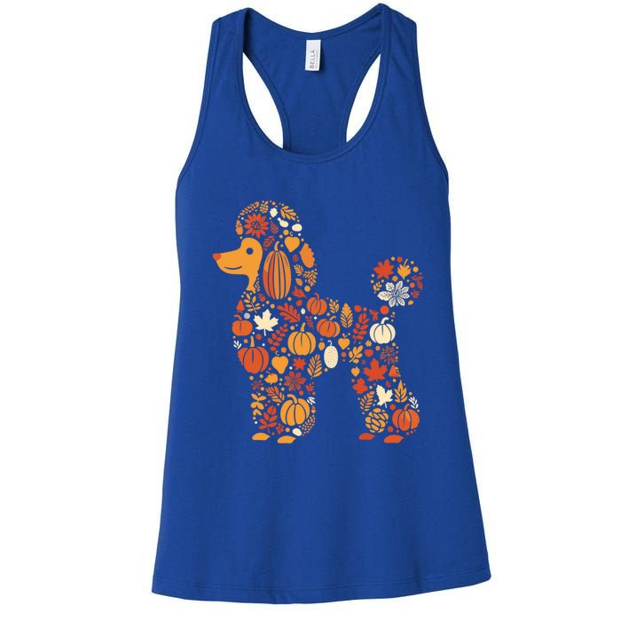 Autumn Pumpkin Fall Poodle Thanksgiving Dog Gift Women's Racerback Tank