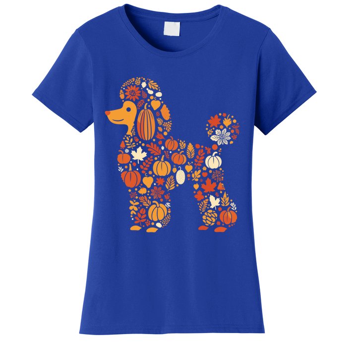 Autumn Pumpkin Fall Poodle Thanksgiving Dog Gift Women's T-Shirt