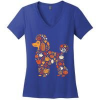 Autumn Pumpkin Fall Poodle Thanksgiving Dog Gift Women's V-Neck T-Shirt