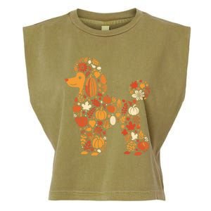 Autumn Pumpkin Fall Poodle Thanksgiving Dog Gift Garment-Dyed Women's Muscle Tee