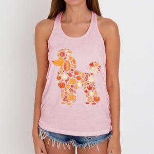 Autumn Pumpkin Fall Poodle Thanksgiving Dog Gift Women's Knotted Racerback Tank