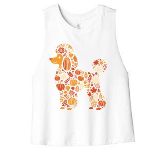 Autumn Pumpkin Fall Poodle Thanksgiving Dog Gift Women's Racerback Cropped Tank