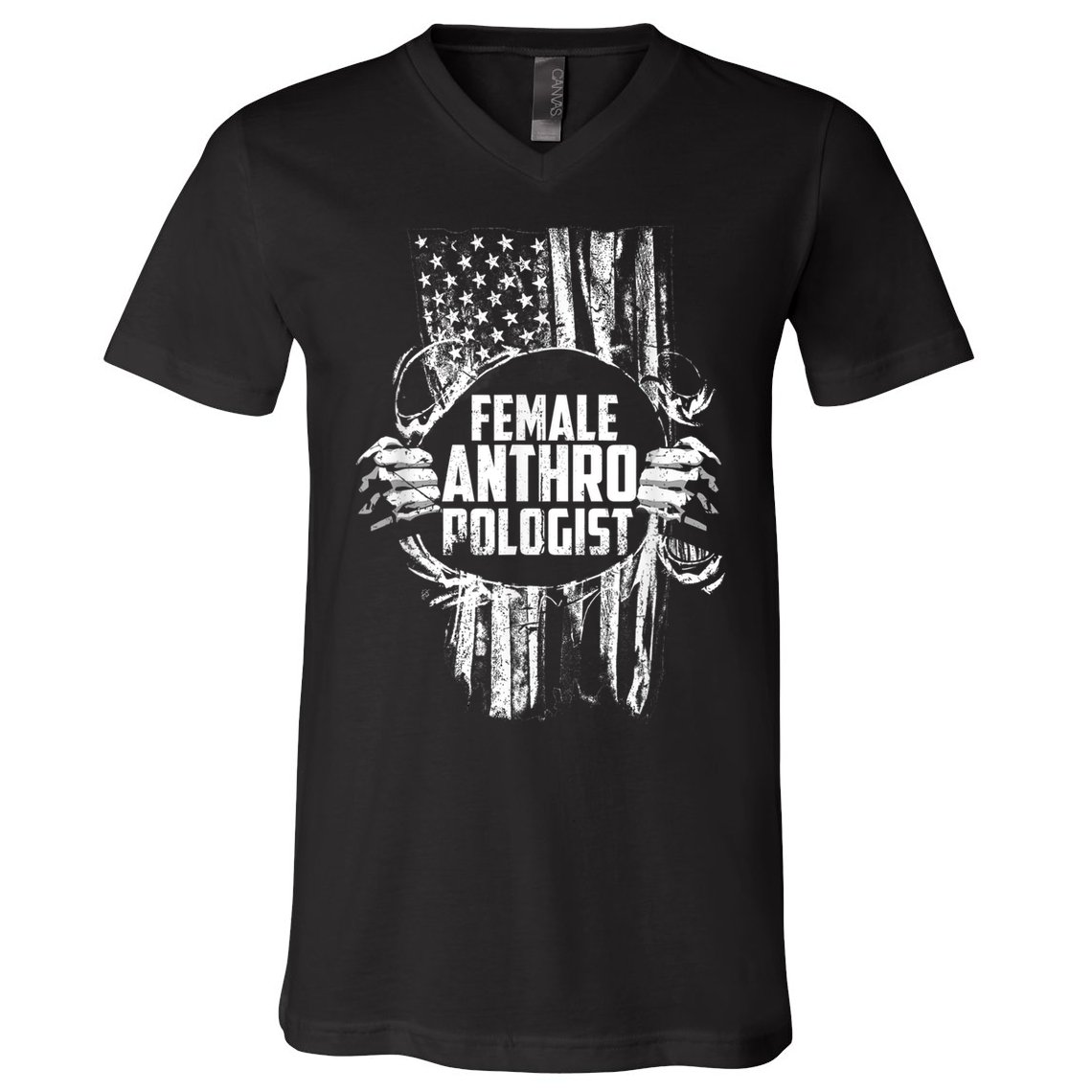 Anthropologist Power Flag Anthropology Student V-Neck T-Shirt