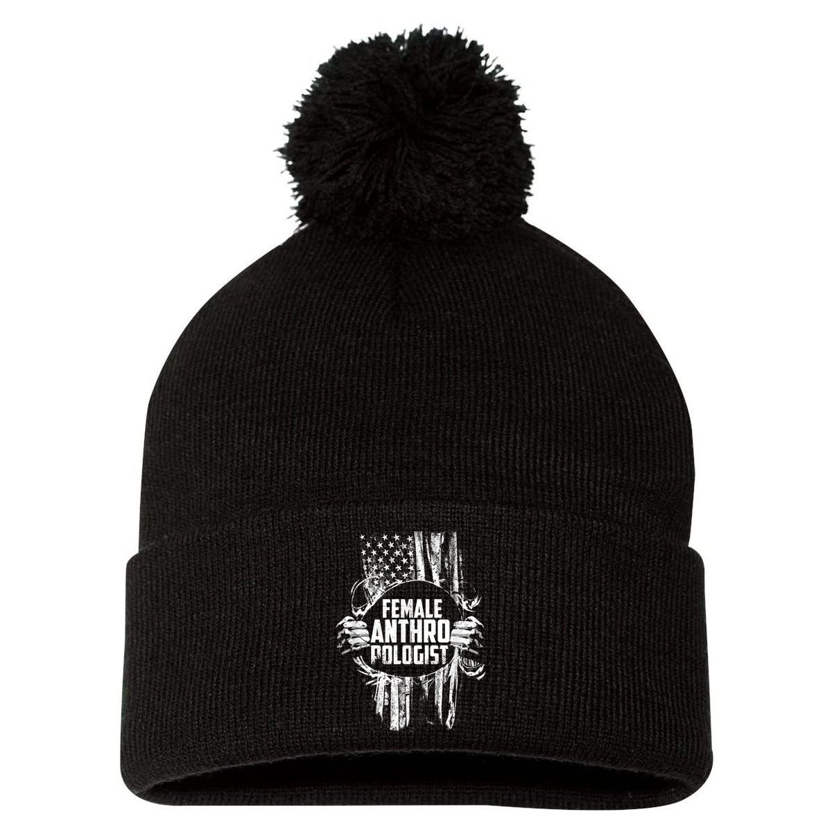 Anthropologist Power Flag Anthropology Student Pom Pom 12in Knit Beanie