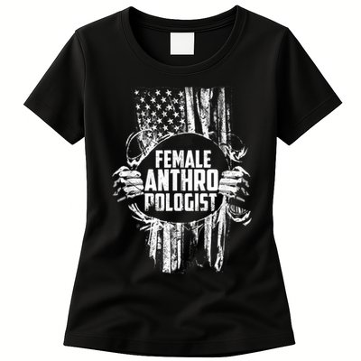 Anthropologist Power Flag Anthropology Student Womens T-Shirt