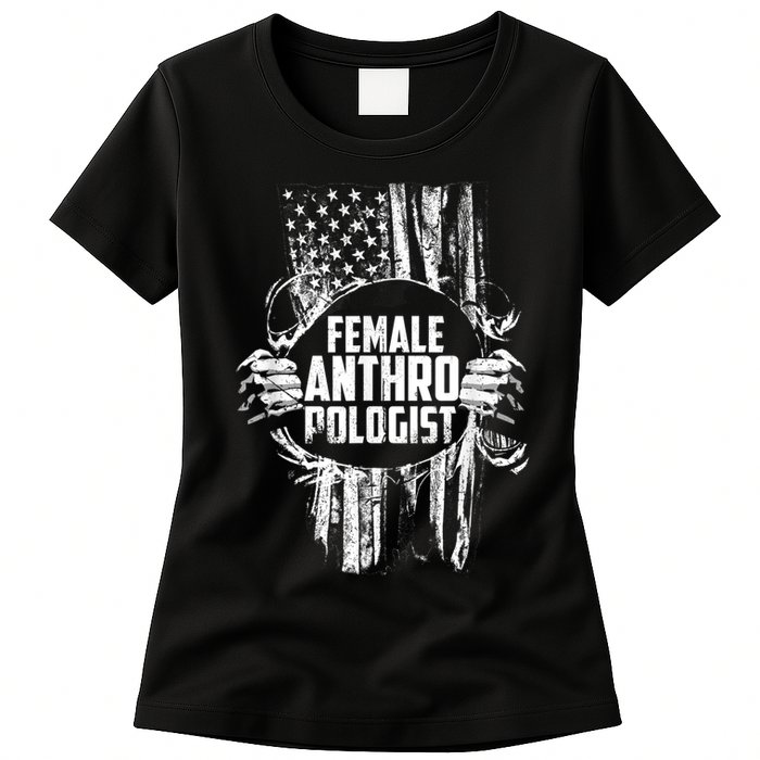 Anthropologist Power Flag Anthropology Student Womens T-Shirt