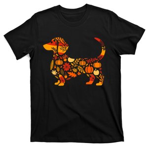 Autumn Pumpkin Fall Dachshund Thanksgiving T-Shirt