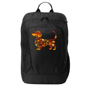 Autumn Pumpkin Fall Dachshund Thanksgiving City Backpack