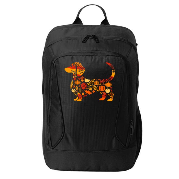 Autumn Pumpkin Fall Dachshund Thanksgiving City Backpack