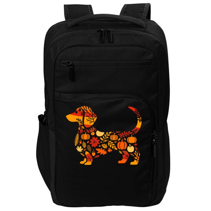 Autumn Pumpkin Fall Dachshund Thanksgiving Impact Tech Backpack