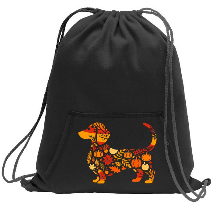 Autumn Pumpkin Fall Dachshund Thanksgiving Sweatshirt Cinch Pack Bag