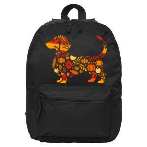 Autumn Pumpkin Fall Dachshund Thanksgiving 16 in Basic Backpack