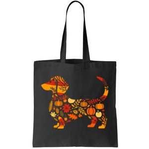 Autumn Pumpkin Fall Dachshund Thanksgiving Tote Bag