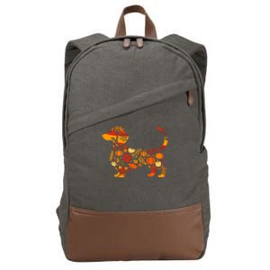 Autumn Pumpkin Fall Dachshund Thanksgiving Cotton Canvas Backpack