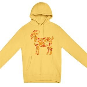 Autumn Pumpkin Fall Goat Thanksgiving Premium Pullover Hoodie