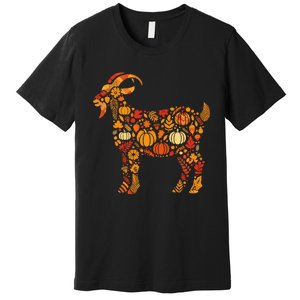 Autumn Pumpkin Fall Goat Thanksgiving Premium T-Shirt