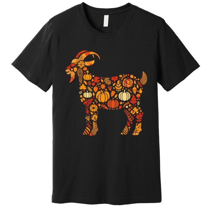 Autumn Pumpkin Fall Goat Thanksgiving Premium T-Shirt