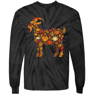 Autumn Pumpkin Fall Goat Thanksgiving Tie-Dye Long Sleeve Shirt