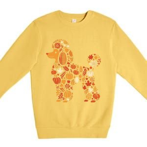 Autumn Pumpkin Fall Poodle Thanksgiving Dog Premium Crewneck Sweatshirt