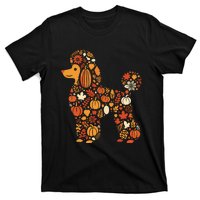 Autumn Pumpkin Fall Poodle Thanksgiving Dog T-Shirt