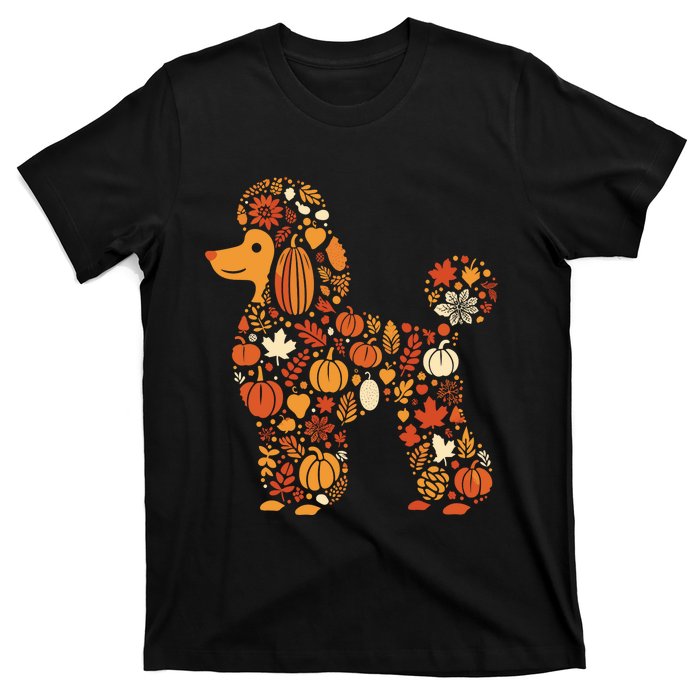 Autumn Pumpkin Fall Poodle Thanksgiving Dog T-Shirt