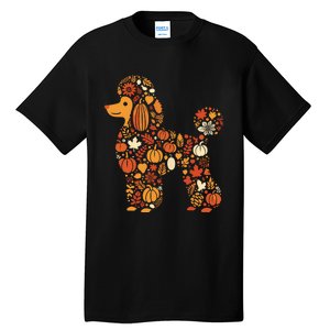 Autumn Pumpkin Fall Poodle Thanksgiving Dog Tall T-Shirt