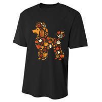 Autumn Pumpkin Fall Poodle Thanksgiving Dog Performance Sprint T-Shirt