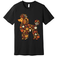 Autumn Pumpkin Fall Poodle Thanksgiving Dog Premium T-Shirt