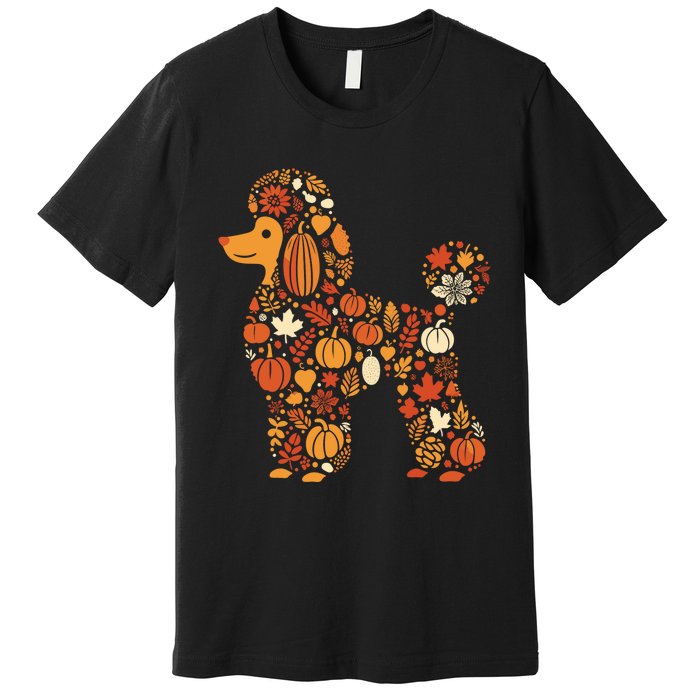 Autumn Pumpkin Fall Poodle Thanksgiving Dog Premium T-Shirt