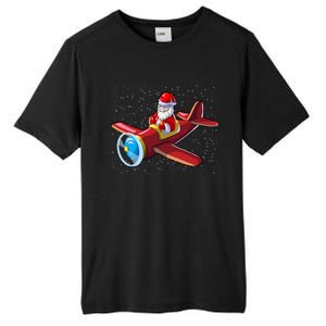 Airplane Pilot Funny Christmas Holidays Plane Santa Claus Gift Tall Fusion ChromaSoft Performance T-Shirt