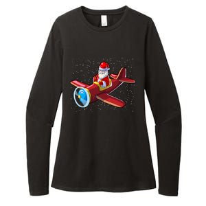 Airplane Pilot Funny Christmas Holidays Plane Santa Claus Gift Womens CVC Long Sleeve Shirt