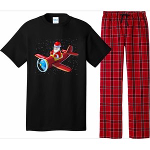 Airplane Pilot Funny Christmas Holidays Plane Santa Claus Gift Pajama Set