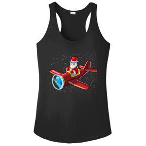 Airplane Pilot Funny Christmas Holidays Plane Santa Claus Gift Ladies PosiCharge Competitor Racerback Tank