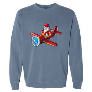 Airplane Pilot Funny Christmas Holidays Plane Santa Claus Gift Garment-Dyed Sweatshirt