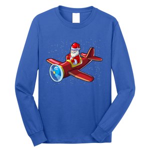 Airplane Pilot Funny Christmas Holidays Plane Santa Claus Gift Long Sleeve Shirt