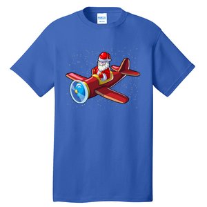 Airplane Pilot Funny Christmas Holidays Plane Santa Claus Gift Tall T-Shirt