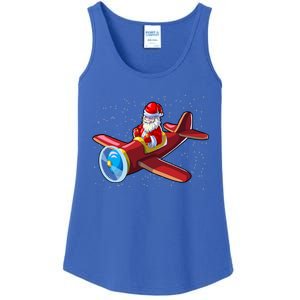 Airplane Pilot Funny Christmas Holidays Plane Santa Claus Gift Ladies Essential Tank