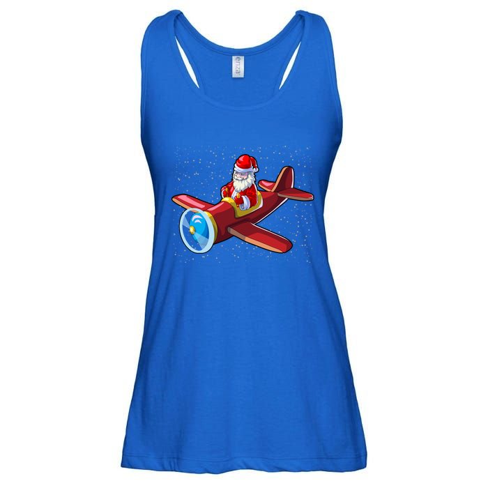 Airplane Pilot Funny Christmas Holidays Plane Santa Claus Gift Ladies Essential Flowy Tank