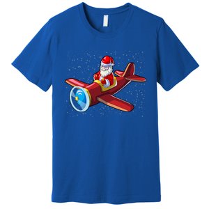 Airplane Pilot Funny Christmas Holidays Plane Santa Claus Gift Premium T-Shirt