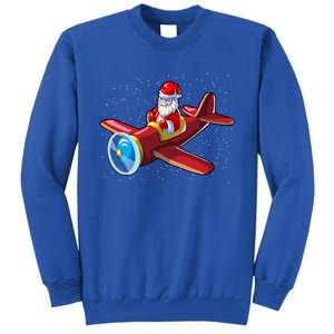 Airplane Pilot Funny Christmas Holidays Plane Santa Claus Gift Tall Sweatshirt