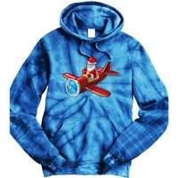 Airplane Pilot Funny Christmas Holidays Plane Santa Claus Gift Tie Dye Hoodie