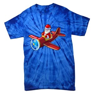 Airplane Pilot Funny Christmas Holidays Plane Santa Claus Gift Tie-Dye T-Shirt