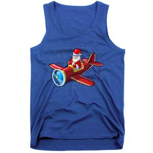 Airplane Pilot Funny Christmas Holidays Plane Santa Claus Gift Tank Top