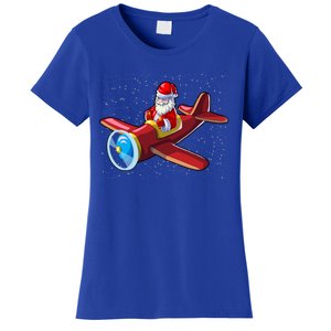 Airplane Pilot Funny Christmas Holidays Plane Santa Claus Gift Women's T-Shirt